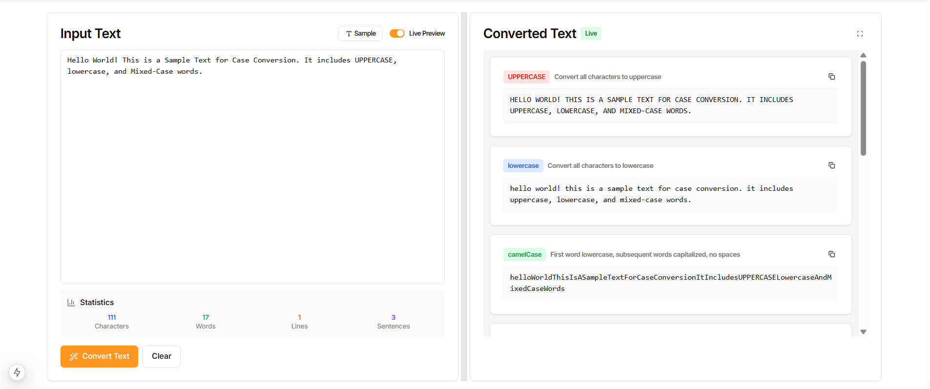 Case Converter - Convert Text to UPPERCASE, lowercase, camelCase ...